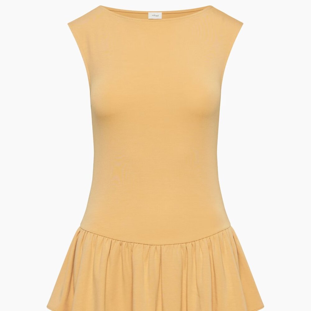 Aritzia Sleeveless Tiered Mini Dress in Light Taupe - Picture 2 of 9